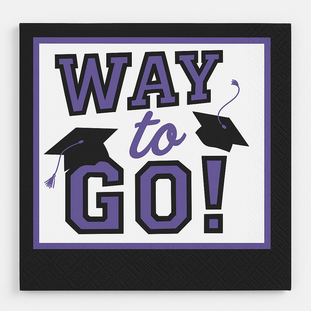 "Way to Go!" Graduation Beverage Napkins ‚Äì Purple, 40-Pack