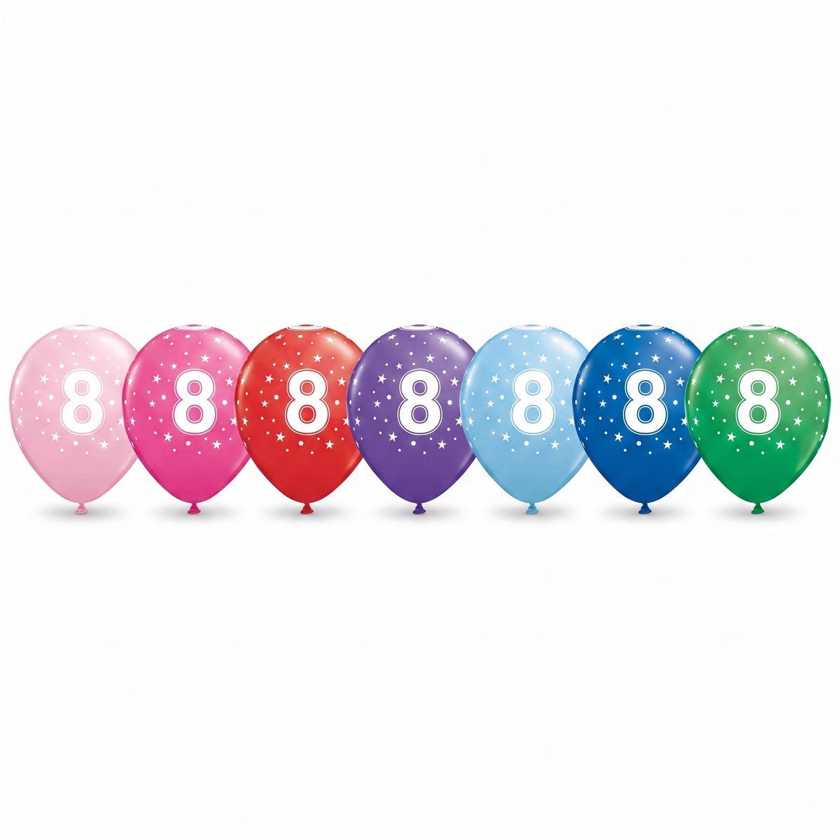 Colorful 12" Latex Balloons with #8 Print - Assorted Pack