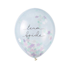 "Team Bride" Floral Confetti Balloons - 12-Inch, 5-Pack