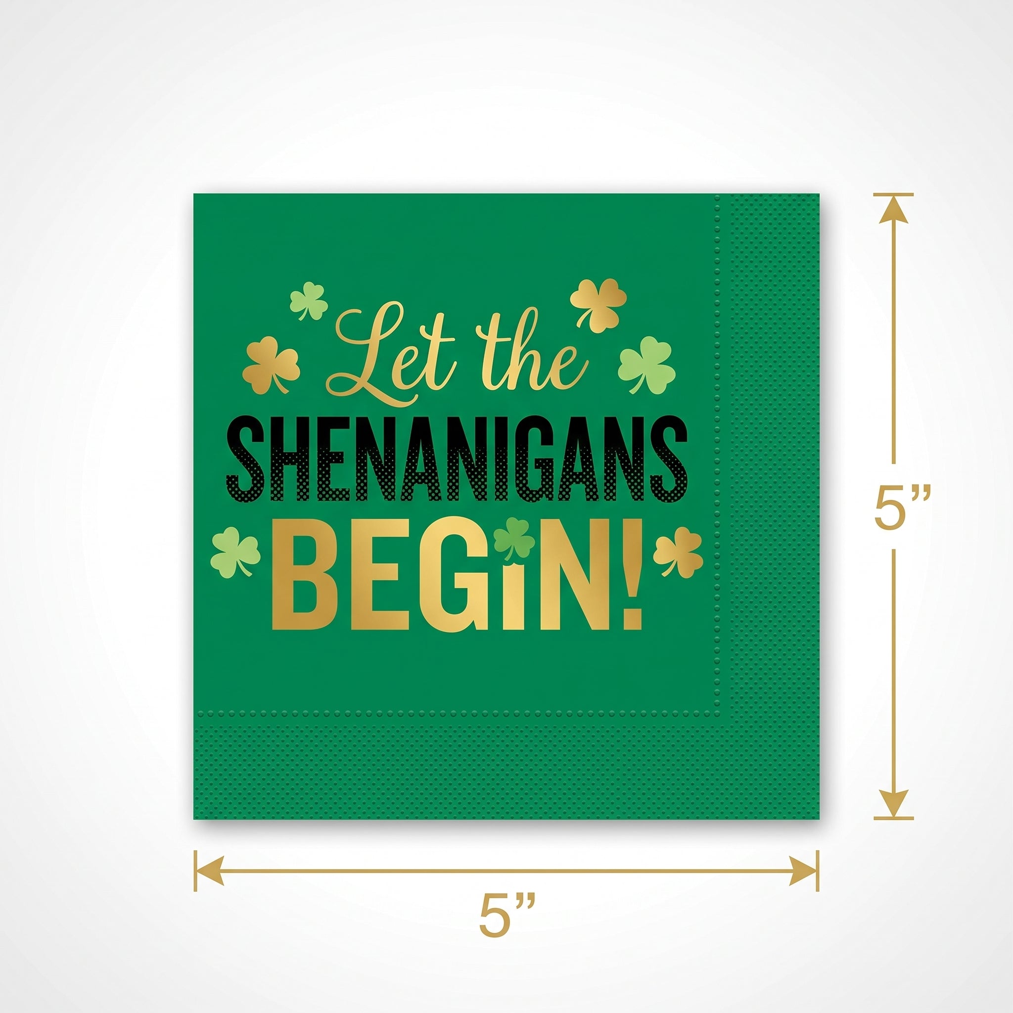 Shenanigans St. Patrick's Day Beverage Napkins, 16-Pack - 5 In. X 5 In.