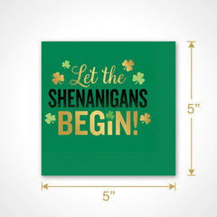 Shenanigans St. Patrick's Day Beverage Napkins, 16-Pack - 5 In. X 5 In.