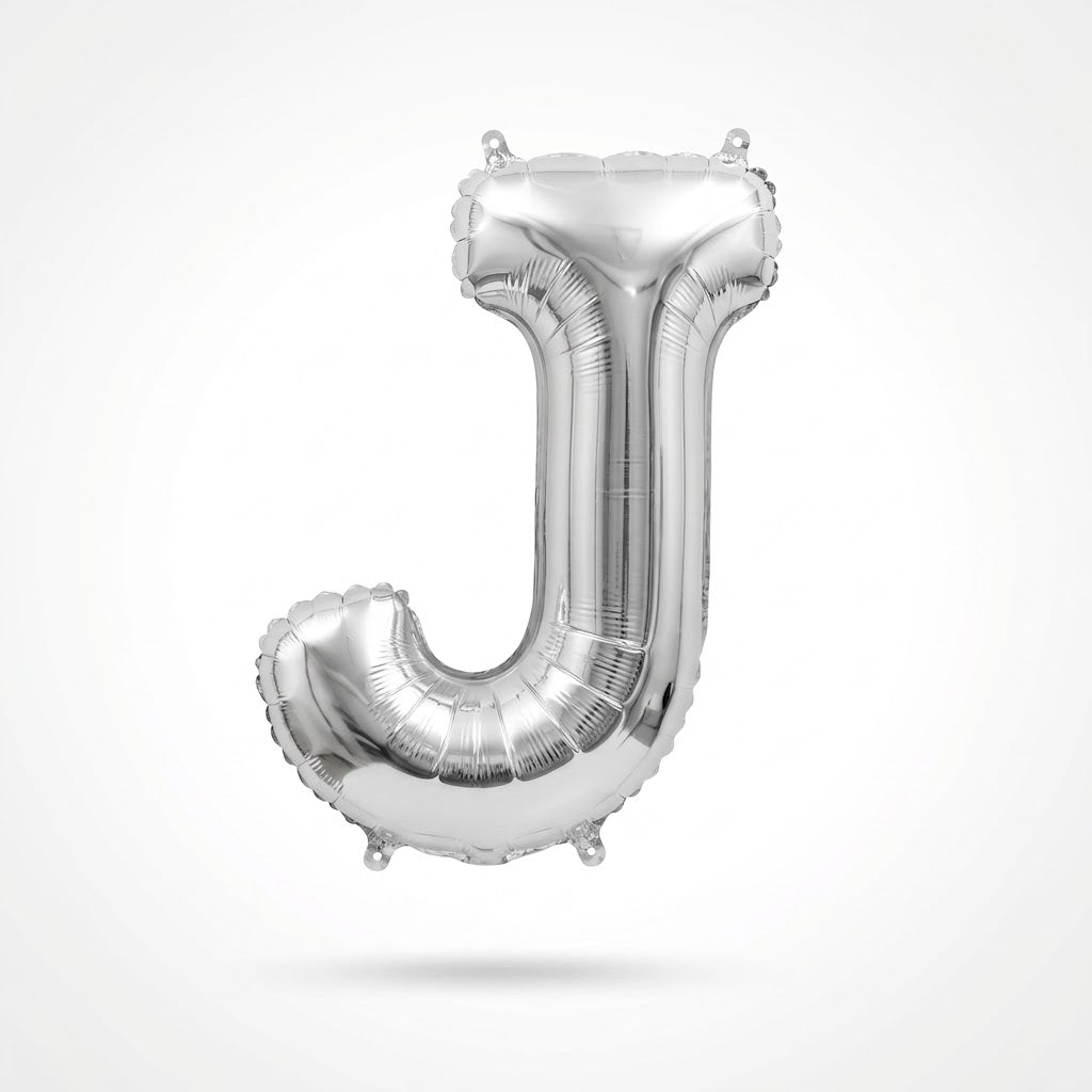Silver Letter "J" Foil Balloon | 16" Air-Filled