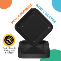 7 In. Black Square Paper Plates - 50 Ct.
