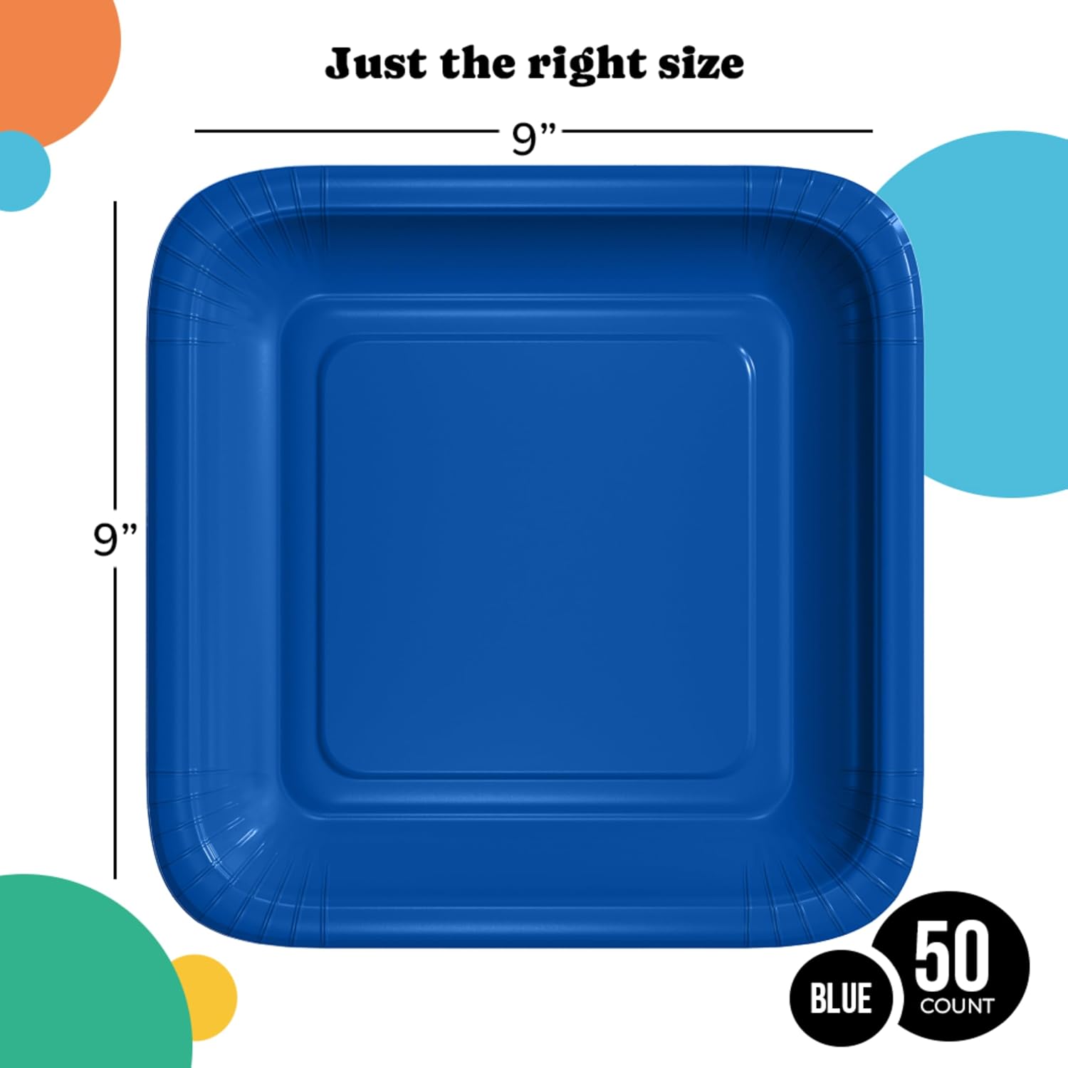 9 In. Dark Blue Square Paper Plates - 50 Ct.