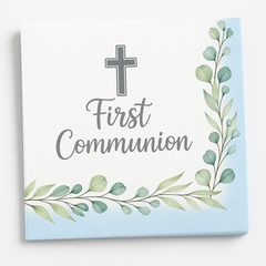 First Communion Blue & White Lunch Napkins - 40 Pack