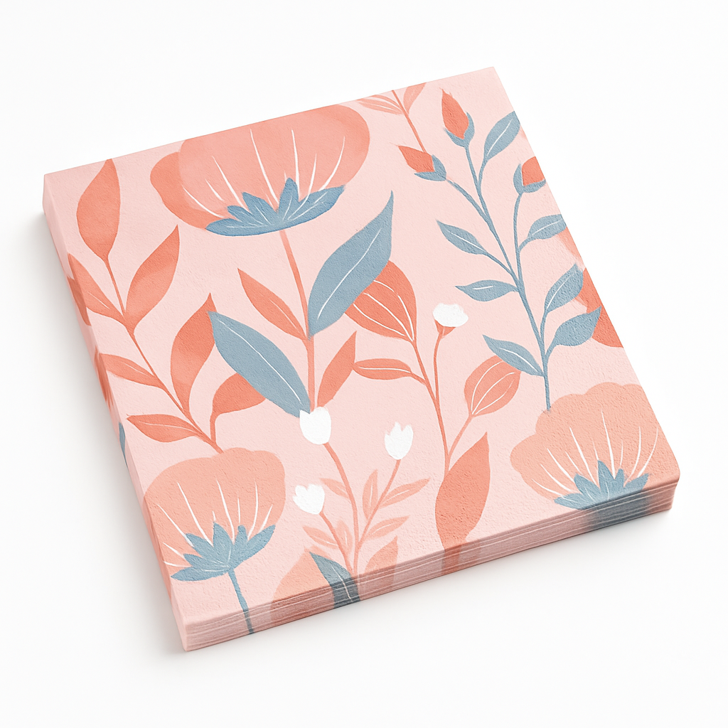 Rose Gold Floral Printed Luncheon Napkins