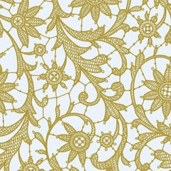 Round Gold Lace Plastic Table Cover | 84 in. | Case of 48
