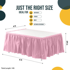 Pink Plastic Table Skirt | 6 Pack