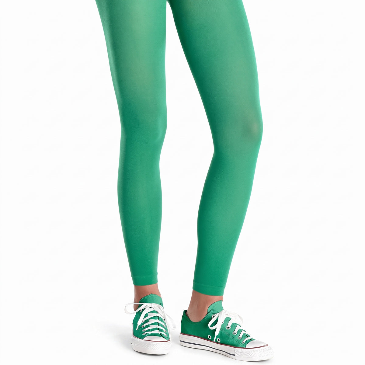 Festive Green Footless Tights - One Size