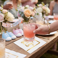 Gold "Girl or Boy?" Gender Reveal Beverage Napkins - 16ct - 5 In. X 5 In.