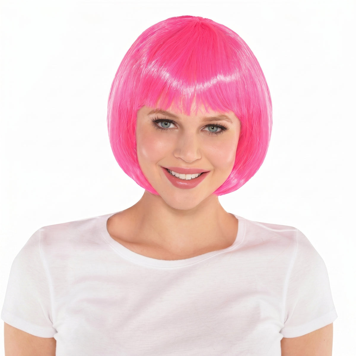 Vibrant Pink Long Bob Wig - Perfect for Parties and Costumes