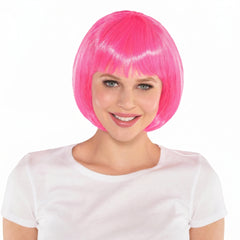 Vibrant Pink Long Bob Wig - Perfect for Parties and Costumes