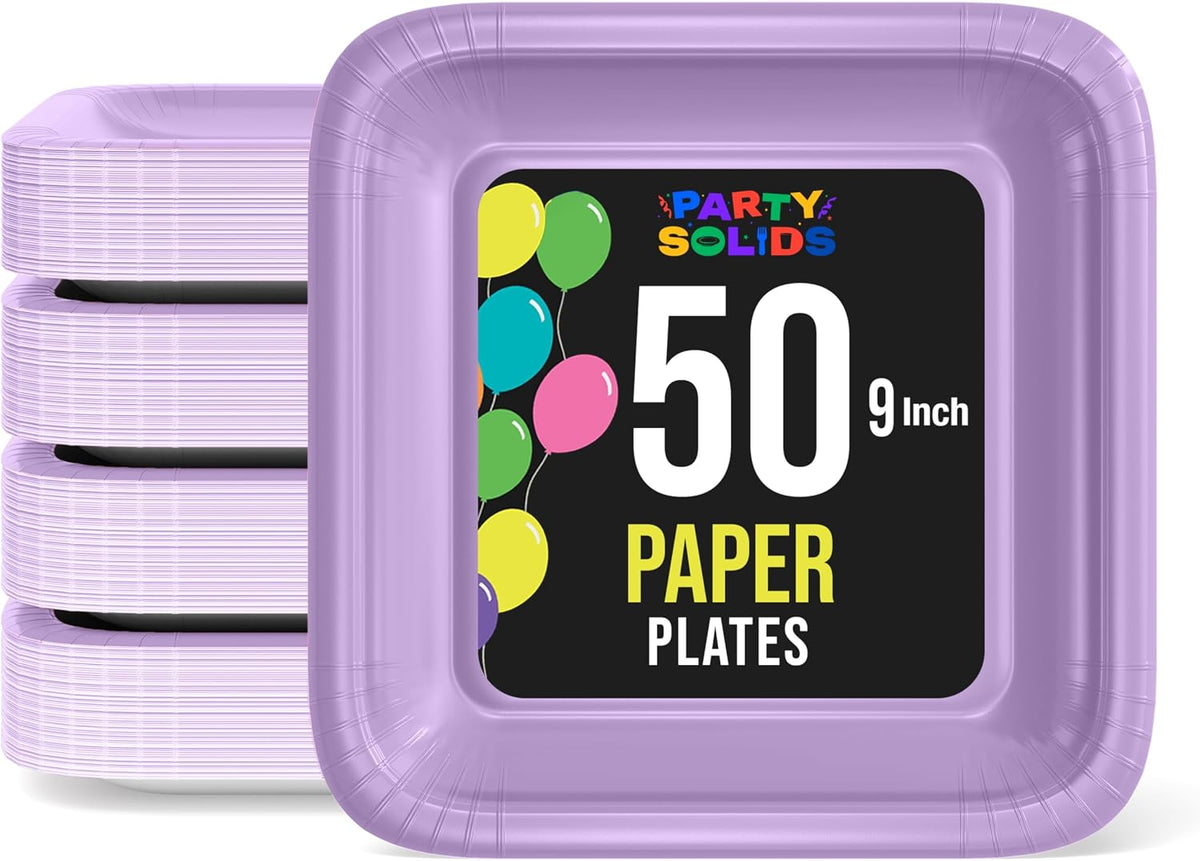 9 In. Lavender Square Paper Plates - 50 Ct.