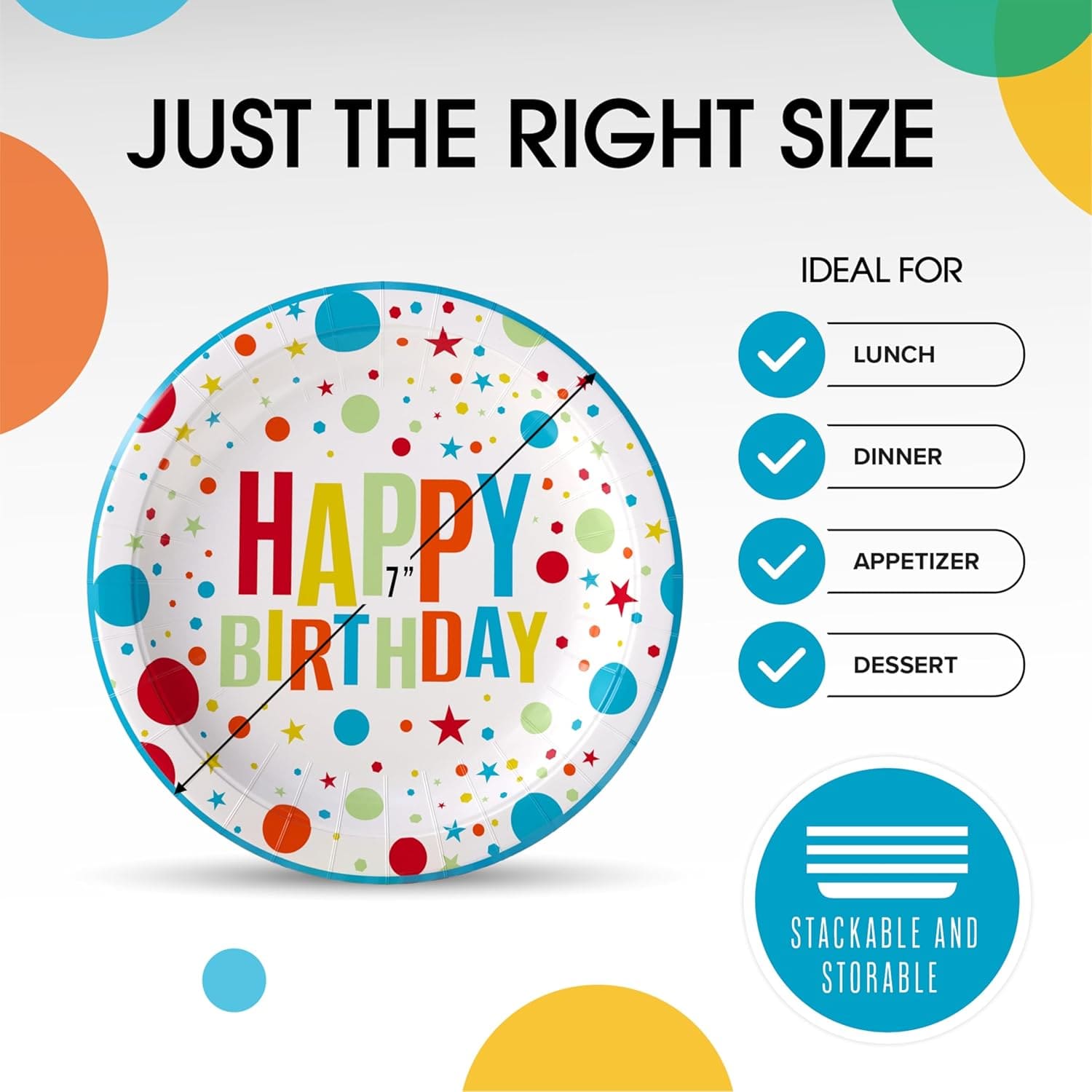 7 In. Birthday Print Paper Plates - 50 Ct.