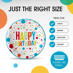 7 In. Birthday Print Paper Plates - 50 Ct.