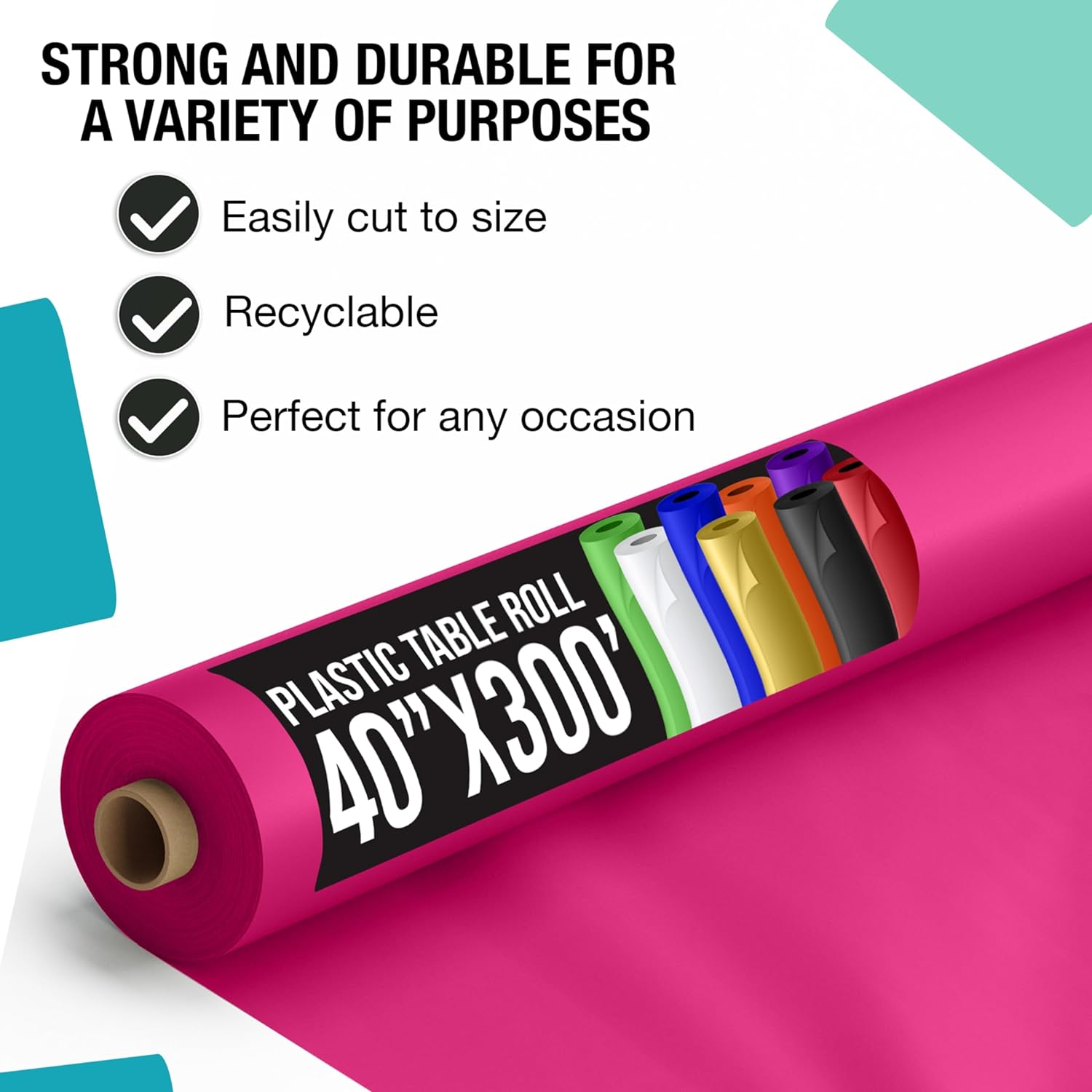 Unleashed - 40 In. x 300 Ft. Premium Hot Pink Table Roll