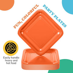 7 In. Orange Square Paper Plates - 50 Ct.