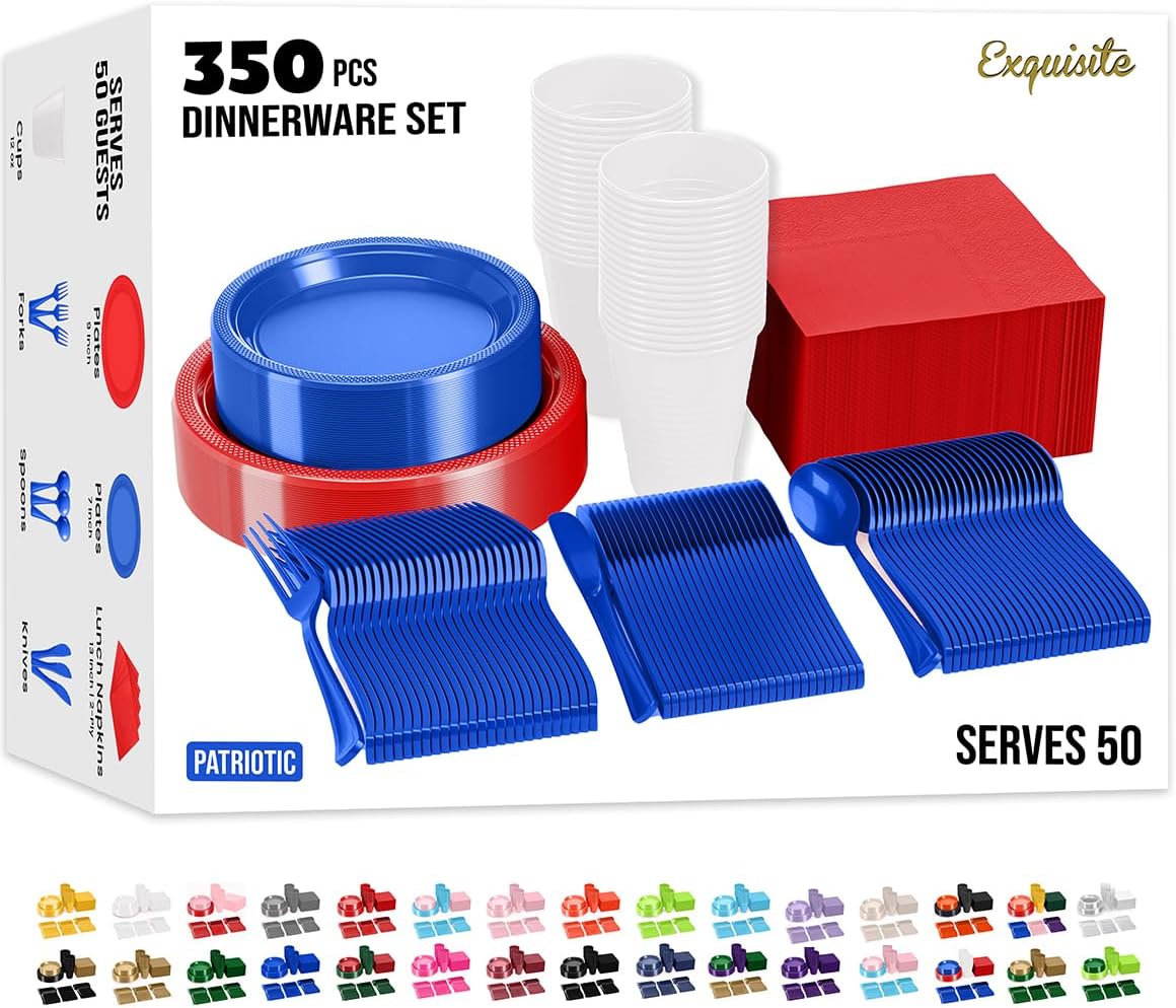 350 Pcs Patriotic Disposable Tableware Set