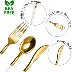 Trendables Cutlery Combo White/Gold | 120 Count