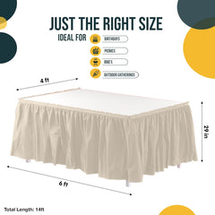 Ivory Plastic Table Skirt | 6 Pack