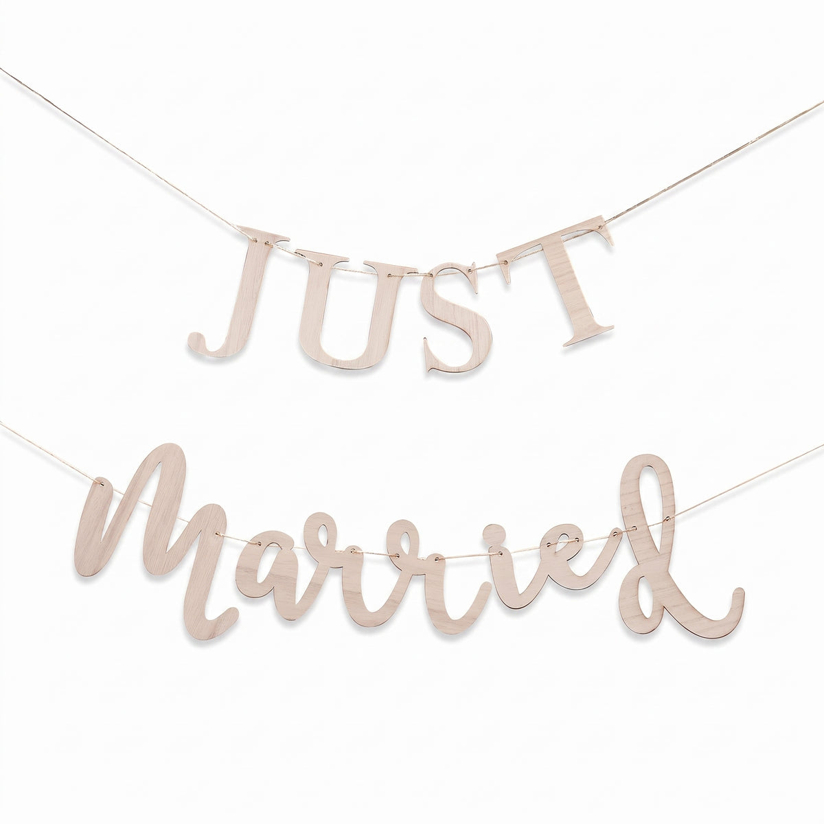 Ginger Ray "Just Married" Wooden Pennant Banner for Weddings
