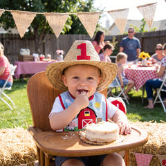 Baby's First Birthday Barnyard Straw Hat