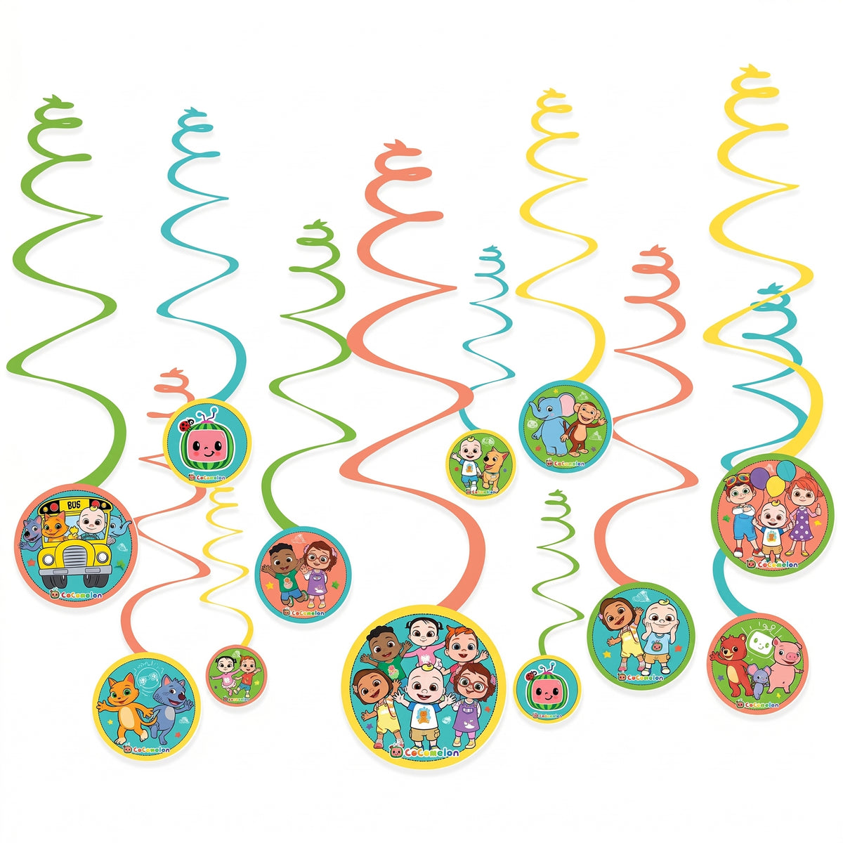 CoComelon Spiral Swirl Hanging Decorations, 12-Pack