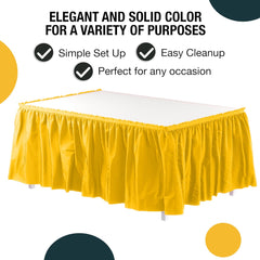 Yellow Plastic Table Skirt | 6 Pack