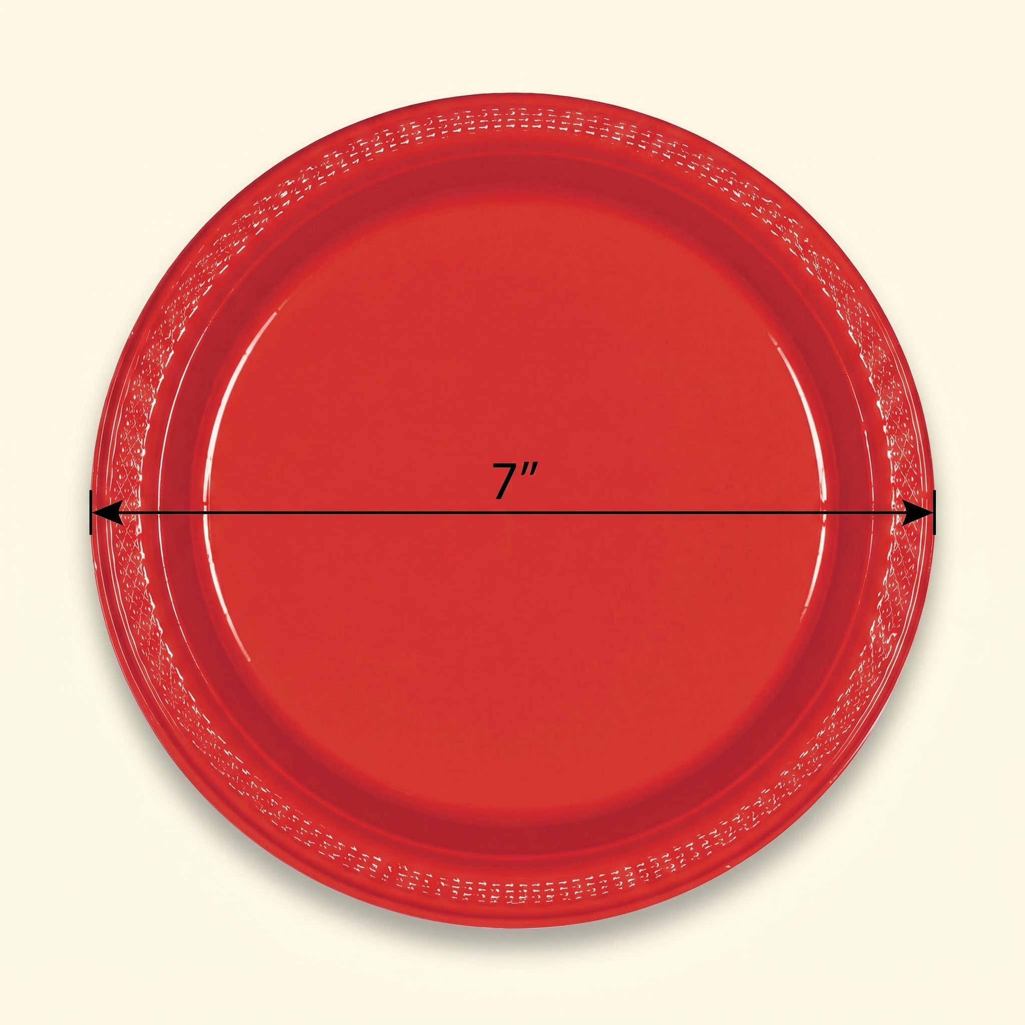 Elegant Apple Red 7-Inch Plastic Dessert Plates - 20 Pack