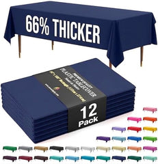 Premium Navy Blue Plastic Table Covers | 12 Pack | 54 in. x 108 in.