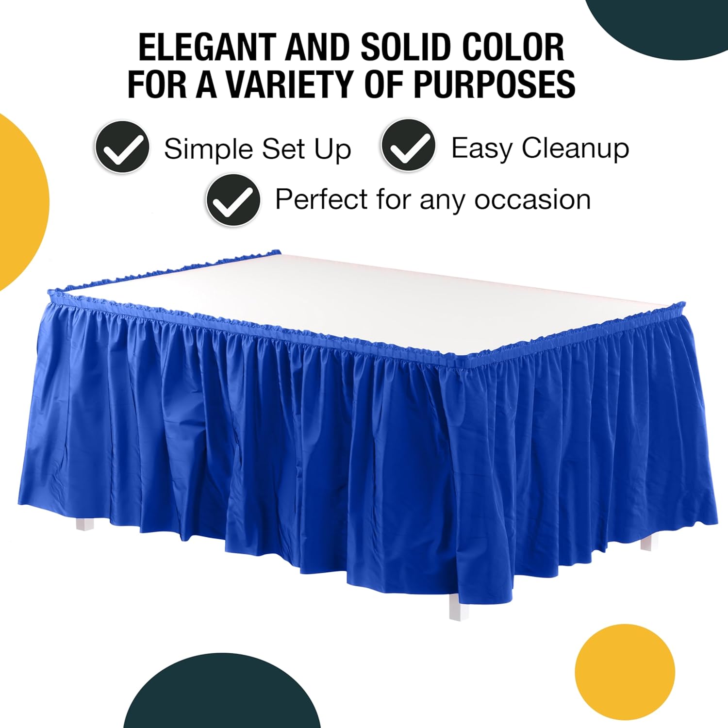 Dark Blue Plastic Table Skirt | 6 Pack