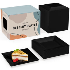 4.5 In. Black Square Plates - 100 Ct.