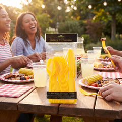 Sunshine Yellow Assorted Plastic Cutlery Set - 7.5 in. - 24 Pack