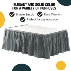Silver Plastic Table Skirt | 6 Pack
