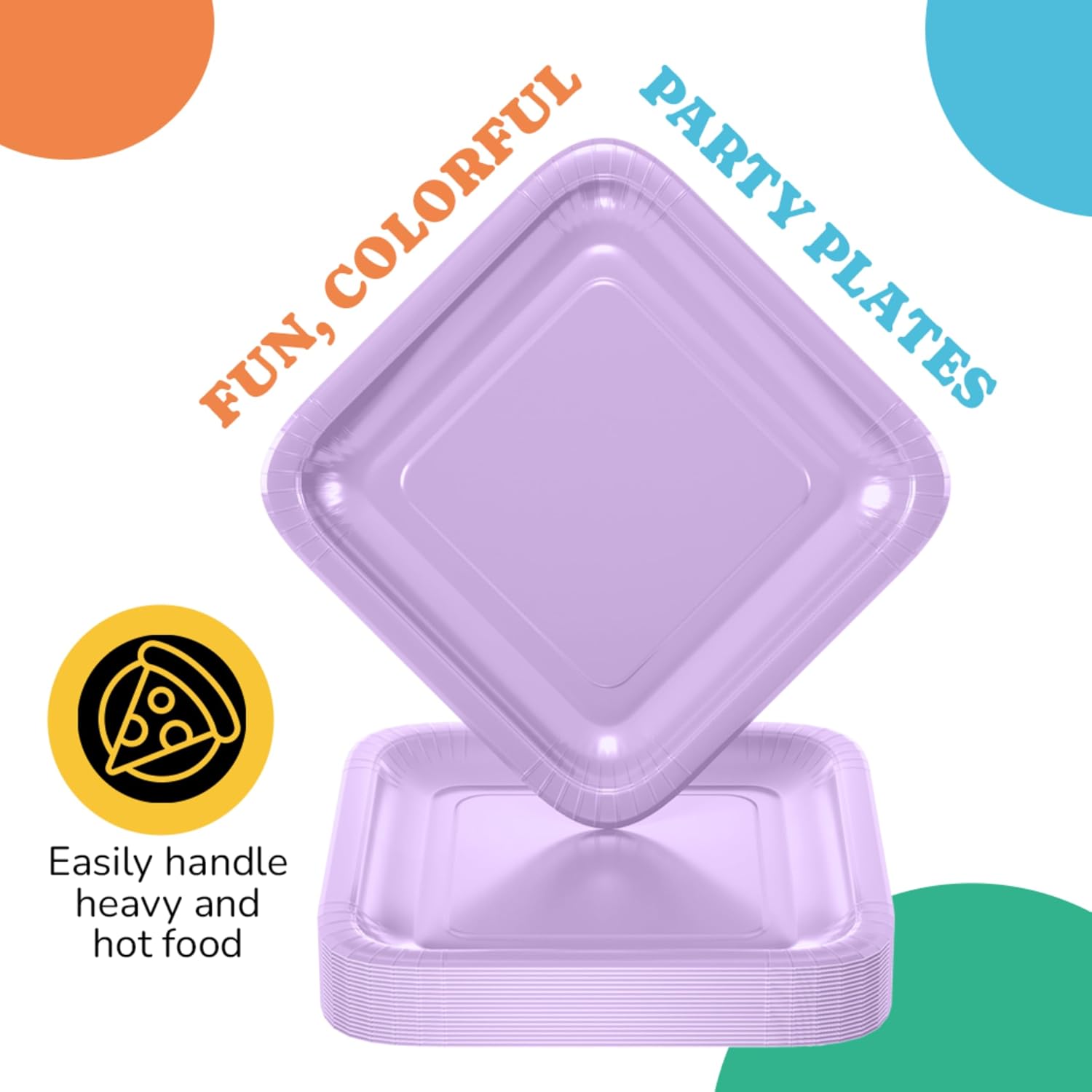 9 In. Lavender Square Paper Plates - 50 Ct.