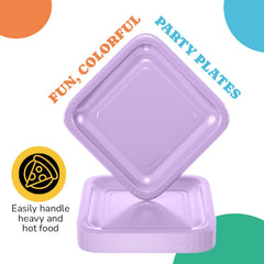 9 In. Lavender Square Paper Plates - 50 Ct.