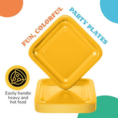 9 In. Yellow Square Paper Plates - 50 Ct.