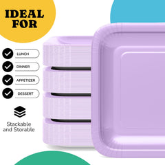 9 In. Lavender Square Paper Plates - 50 Ct.