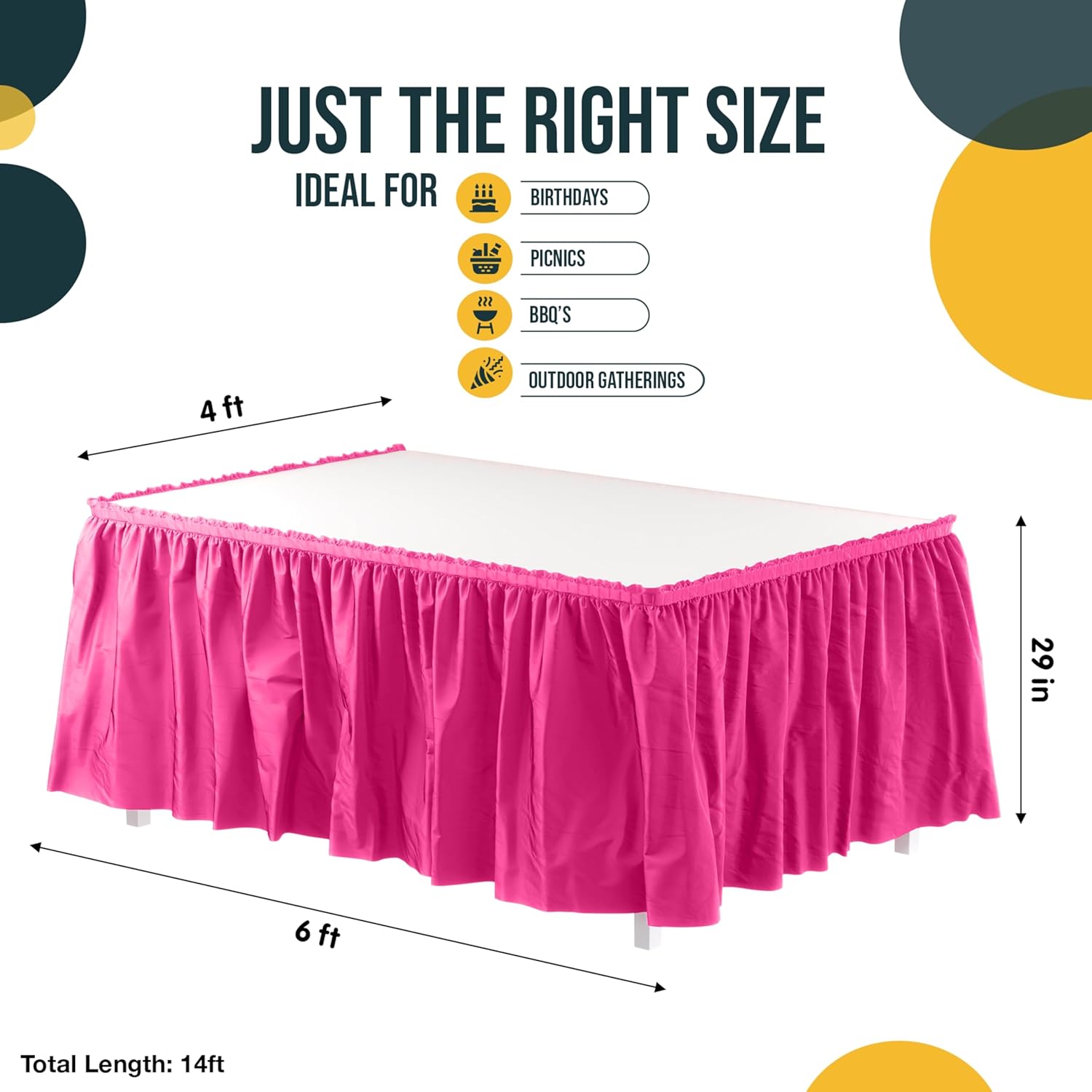 Cerise Plastic Table Skirt | 6 Pack