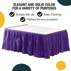 Purple Plastic Table Skirt | 6 Pack