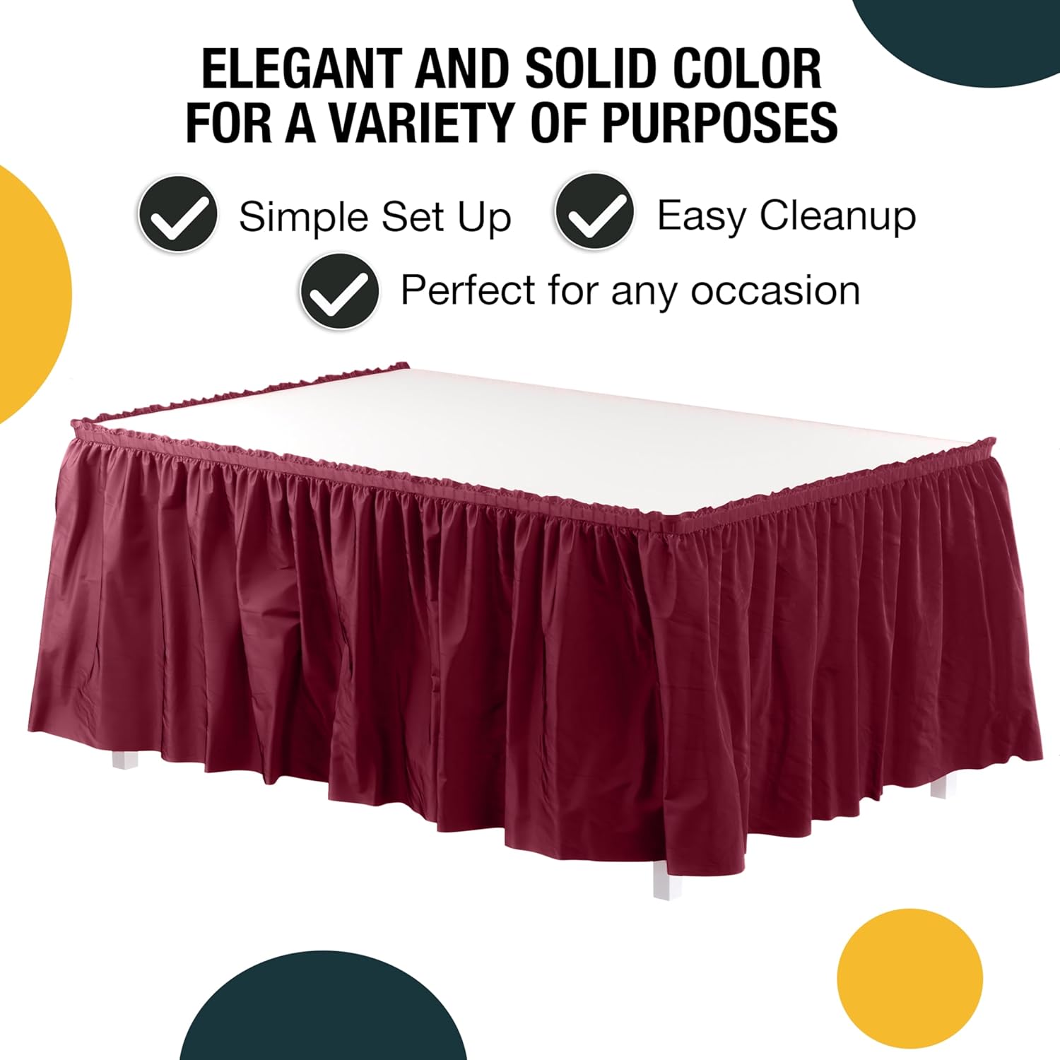 Burgundy Plastic Table Skirt | 6 Pack