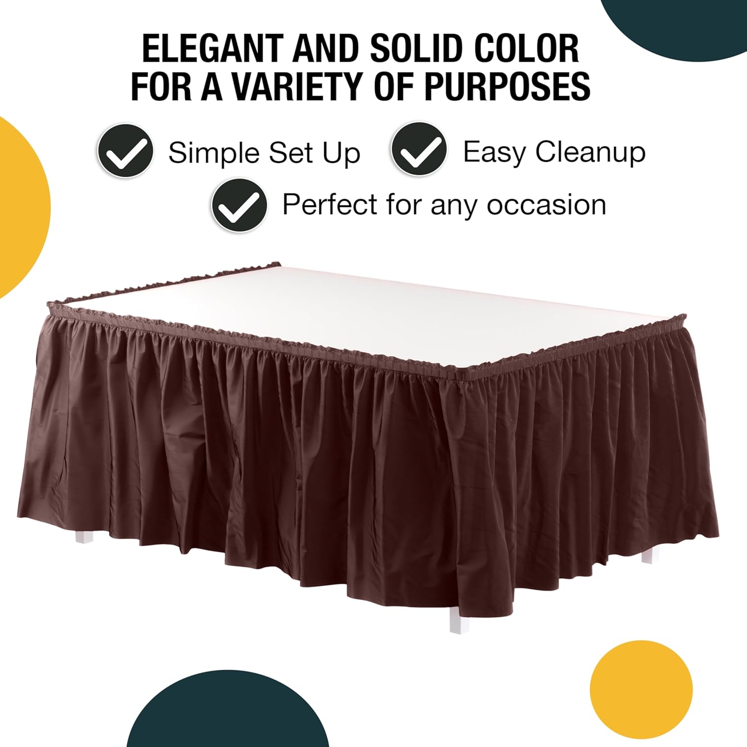 Brown Plastic Table Skirt | 6 Pack