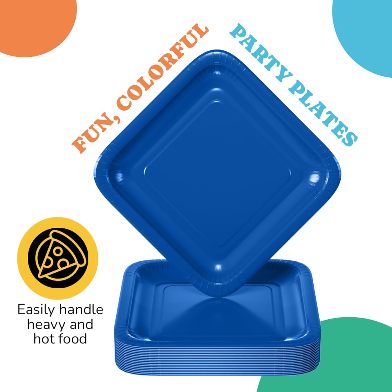 9 In. Dark Blue Square Paper Plates - 50 Ct.