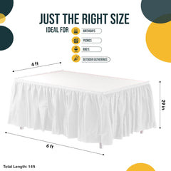 White Plastic Table Skirt | 6 Pack
