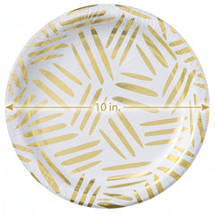 Elegant Gold Motif 10" Round Paper Plates