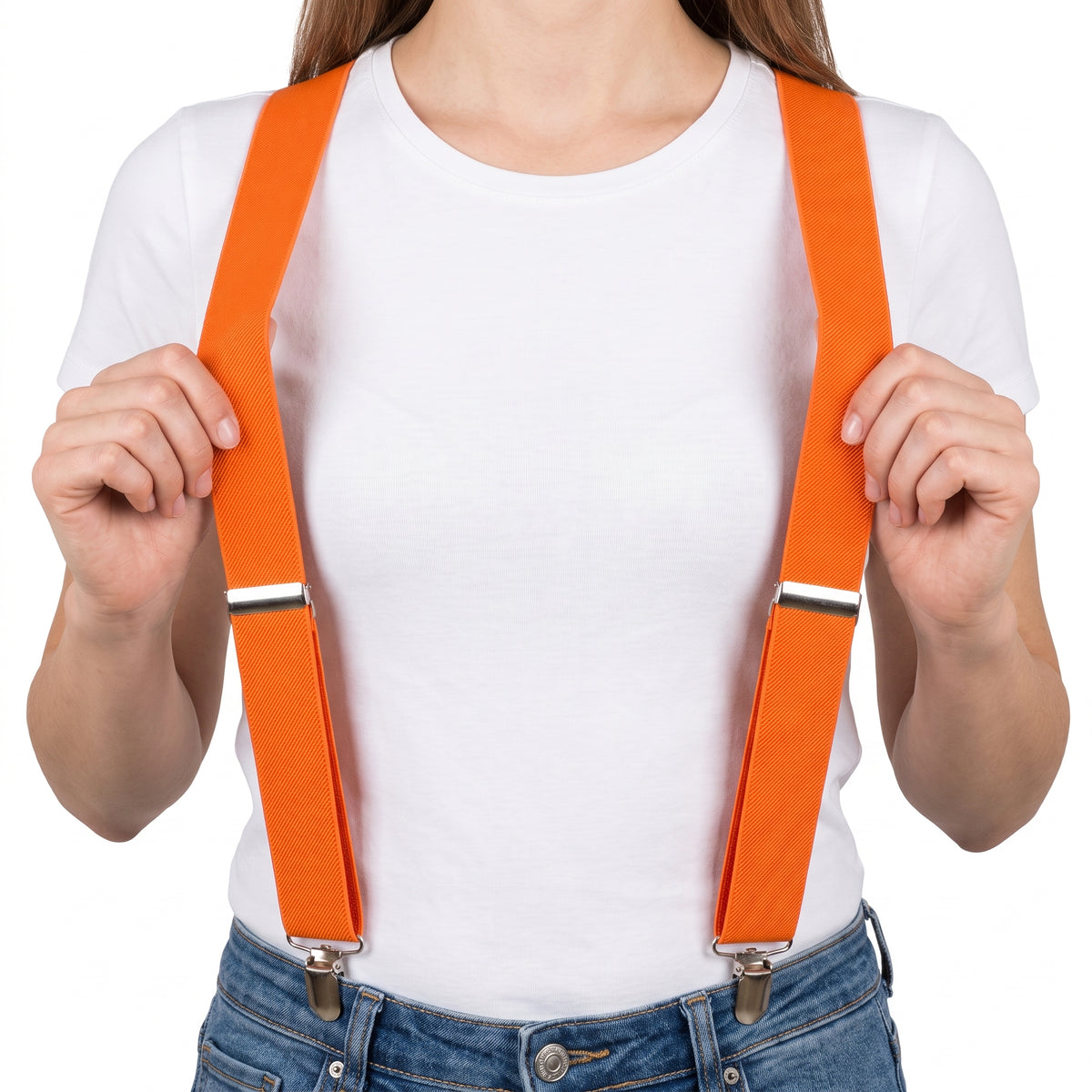 Vibrant Orange Adjustable Y-Back Suspenders
