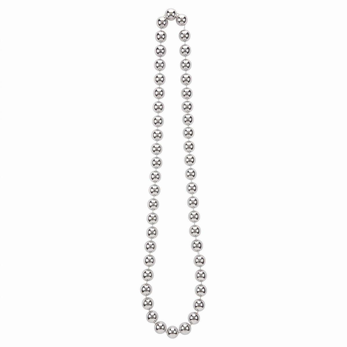 Silver Metallic Bead Necklace - 30" Party Accessory