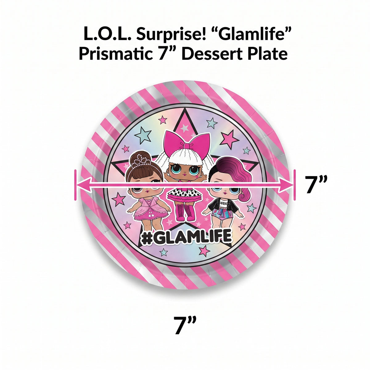 L.O.L. Surprise! "Glamlife" Prismatic 7" Dessert Plates - 8 Pack