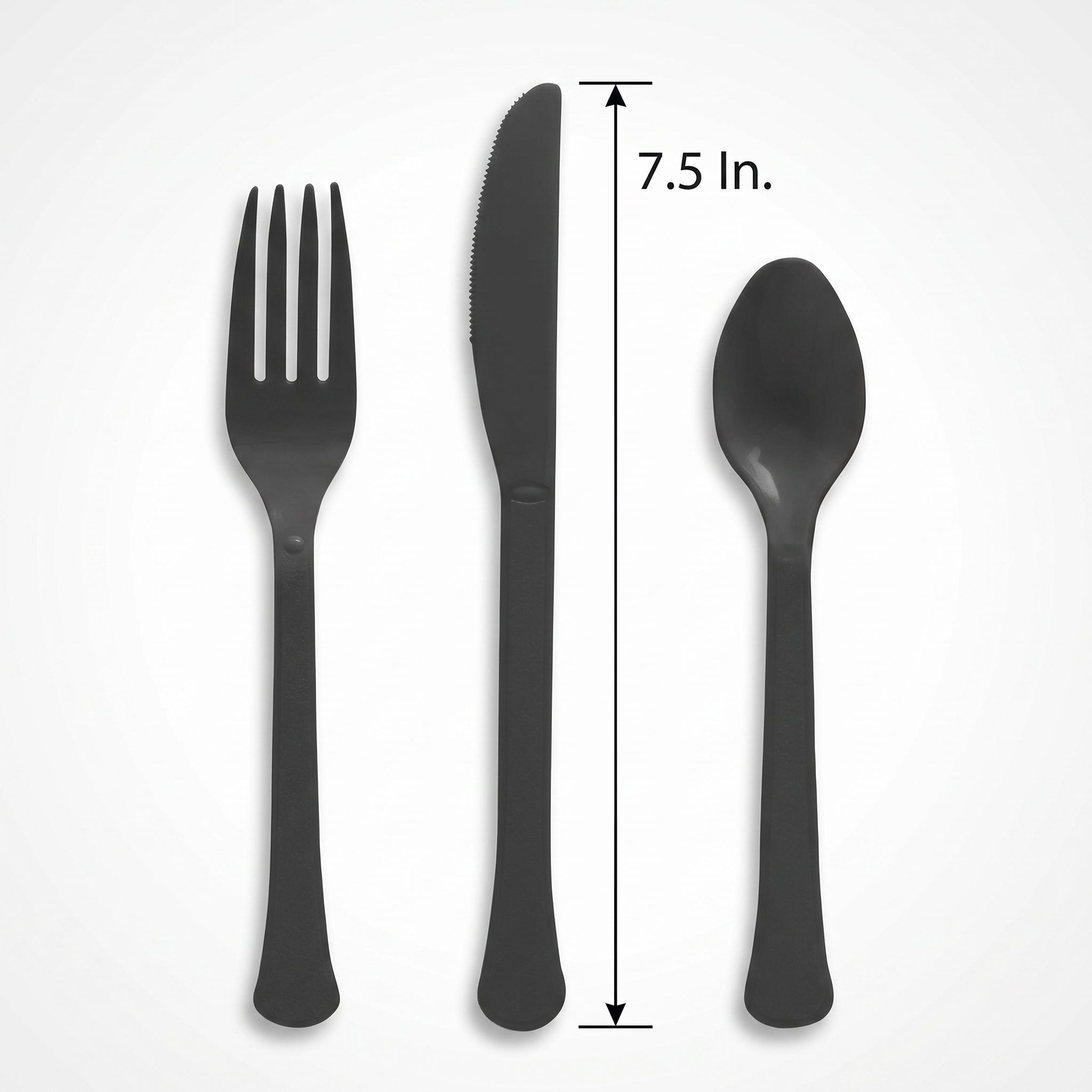 Black Heavyweight Plastic Cutlery Set - 7.5 in. - 24 Count