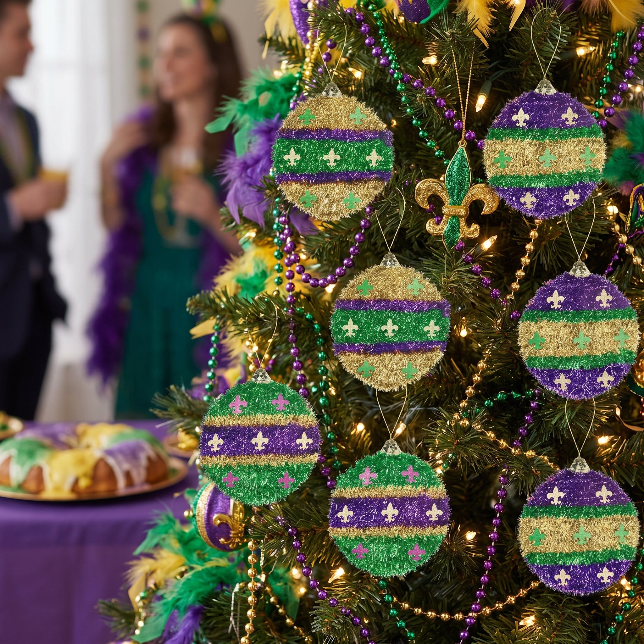 Mardi Gras Assorted Tinsel Ornaments